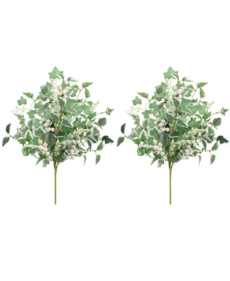 Slickblue Set of 2 Mixed Foliage & Berry Bush – 20" Polyester Plants for Home Decor