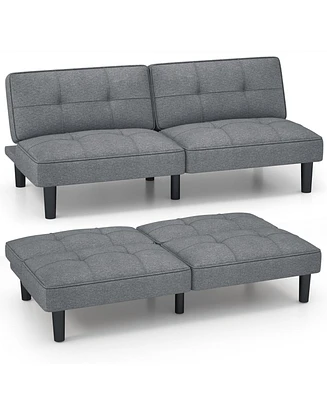 Convertible Folding Futon Sofa Bed with 6-Position Adjustable Backrest Cushion