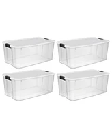Sterilite 116 Quart Clear Stackable Latching Storage Box Containers, 4 Pack