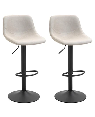 Homcom Adjustable Bar Stools, Swivel Bar Height Chairs, Cream White