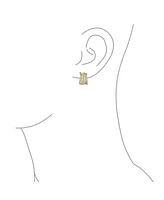 Bling Jewelry Modern Five Rows Micro Pave Cz Wide Criss Cross Huggie Hoop Earrings Formal Party Yellow Gold Plated Hinge Style 0.6 Inch Diameter