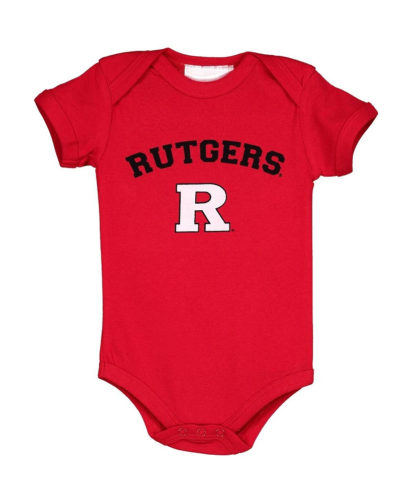 Two Feet Ahead Baby Boys and Girls Scarlet Rutgers Knights Arch Logo Bodysuit
