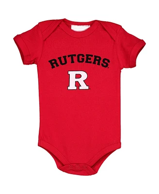 Two Feet Ahead Baby Boys and Girls Scarlet Rutgers Knights Arch Logo Bodysuit
