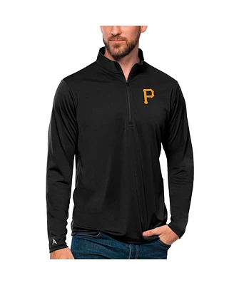 Antigua Men's Black Pittsburgh Pirates Tribute Quarter-Zip Pullover Top