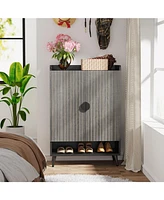 Tribesigns Shoe Cabinet with Doors, 6-Tier Storage Adjustable Shelves, Wooden Shoes Rack Organizer for Entryway, Hallwa