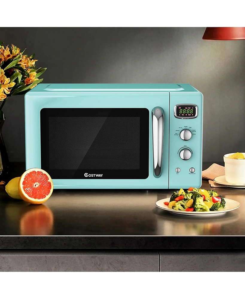 0.9Cu.ft. Retro Countertop Compact Microwave Oven 900W