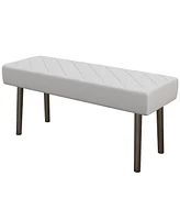 Homcom Faux Leather Ottoman Bench 39.4" W/ Metal Legs,