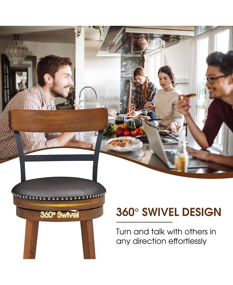 Skonyon 25.5-in Set of 2 Swivel Counter Height Bar Stools