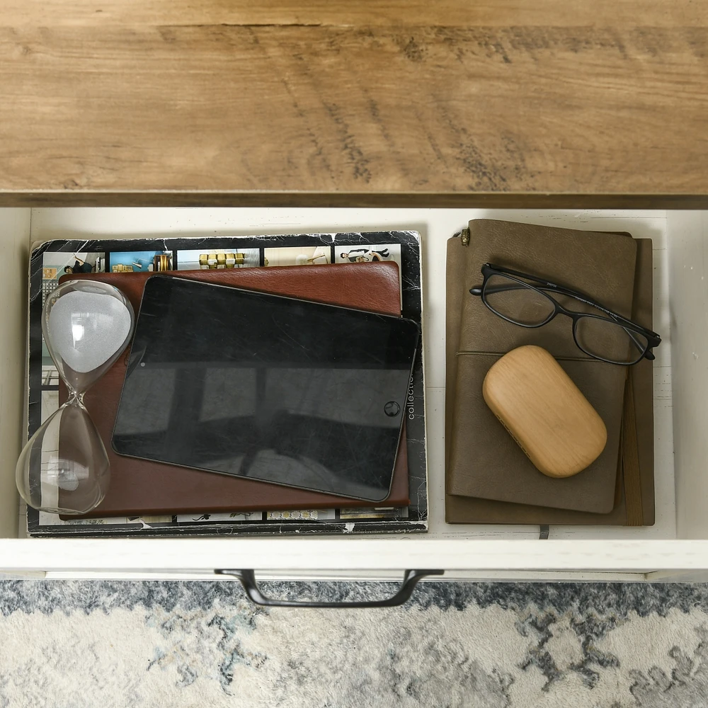 Rustic Farmhouse Coffee Table with Storage and Drawer