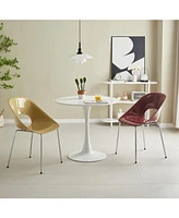 Modern Mdf Top & Steel Base White Round Table
