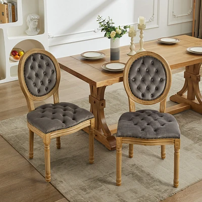 Velvet Dining Chairs with Nailhead Trim (Set of 2)