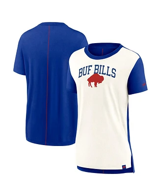 Nike Women's Cream/Royal Buffalo Bills Wordmark Tri-Blend T-Shirt