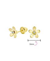 Bling Jewelry Tiny Minimalist Cz Accent Dainty Mini Daisy Flower Stud Earrings Cubic Zirconia14K Yellow Gold Screw back
