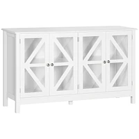 White Tempered Glass Sideboard with Adjustable Storage