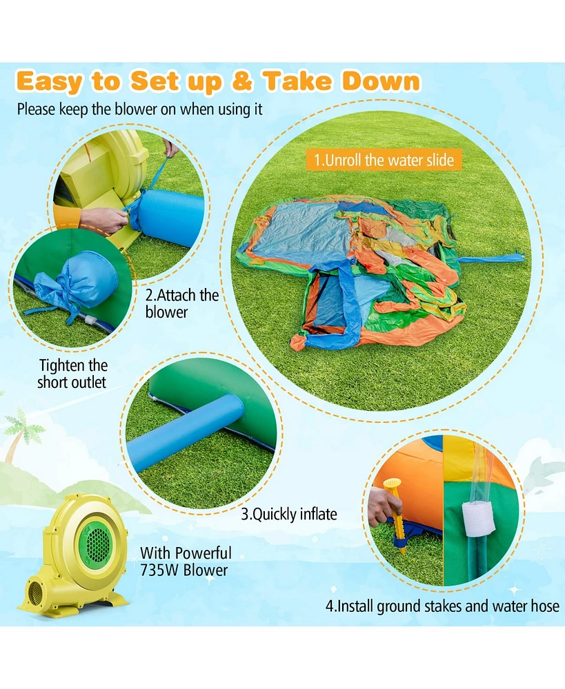 Vebreda Kids Inflatable Water Slide for Yard Lawn with 735W Blower