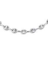 Bling Jewelry Unisex .925 Sterling Silver Nautical Anchor Link Puff Mariner Chain Necklace For Women Men 6MM Wide Inch