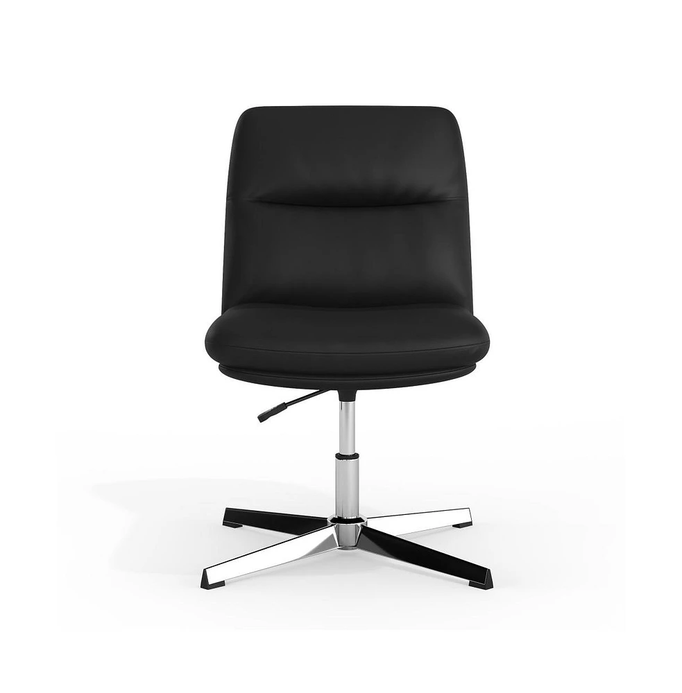 Merrick Lane Biel Mid-Back Height-Adjustable Stationary Armless Swivel Office Chair - Padded Upholstered Back And Seat, Strong Frame