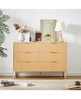 Wooden Dresser with 6 Wavy Drawers (47.2"W x 15.8"D x 31.7"H)