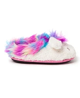 Dearfoams Girls Peyton Novelty Unicorn Fuzzy Slipper