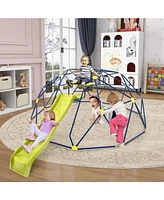 13.3 Ft Climbing Dome Geometric Dome Climber with Extended Wavy Slide and 2 Rest Platforms-Multicolor