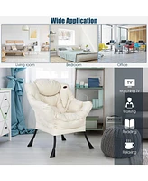Modern Polyester Fabric Lazy Chair Single Sofa w/Side Pocket