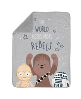 Lambs & Ivy Star Wars Rebels R2D2/C-3PO/Chewbacca Soft Faux Shearling Baby Blanket