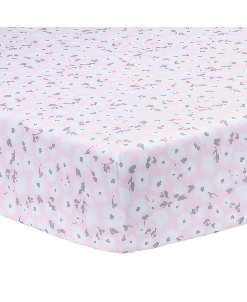 Bedtime Originals Floral Pink/Gray 2-Pack Fitted Crib/Toddler Sheet Set- Flower