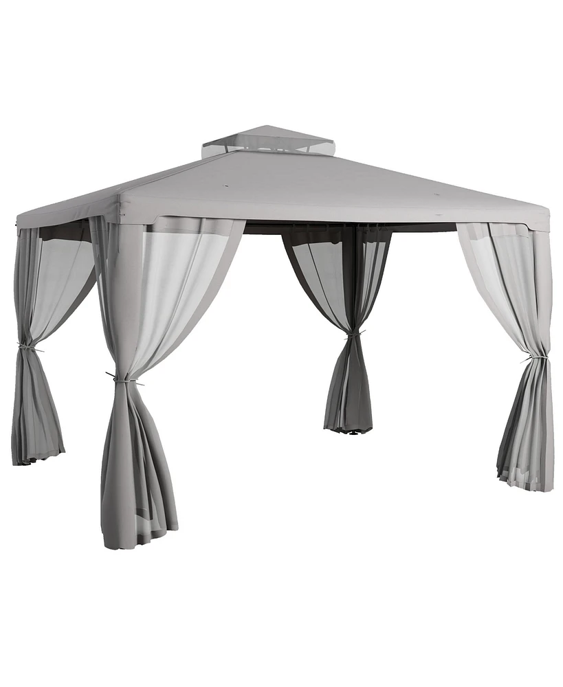 9.6' x 11.6' Patio Gazebo with Netting and Steel Frame