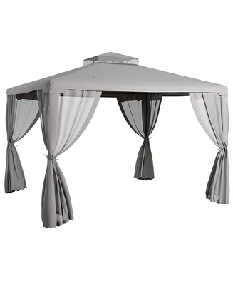 9.6' x 11.6' Patio Gazebo with Netting and Steel Frame