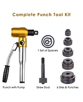 Yescom 6 Ton Hydraulic Knockout Punch Set 6 Dies (1/2" to 2") Hole Puncher Tool Kit 11-gauge with Rotatable Head