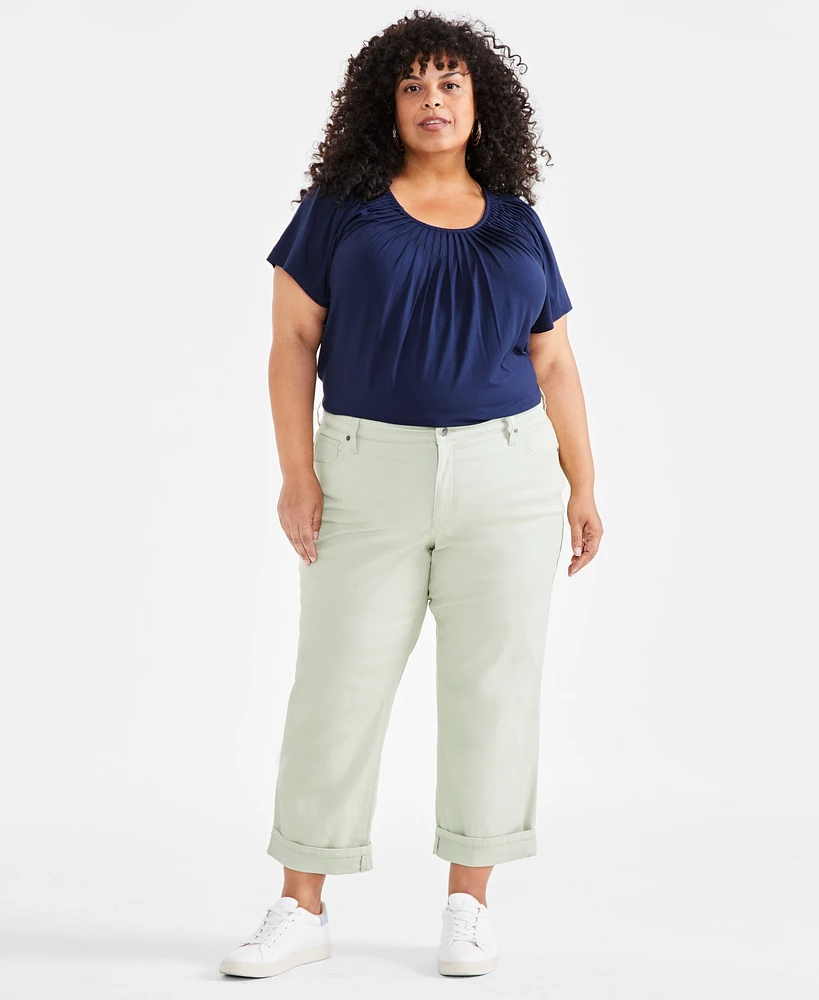 Style & Co Plus Curvy Roll-Cuff Capri Jeans