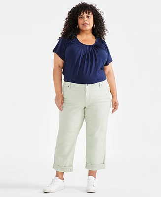 Style & Co Plus Curvy Roll-Cuff Capri Jeans