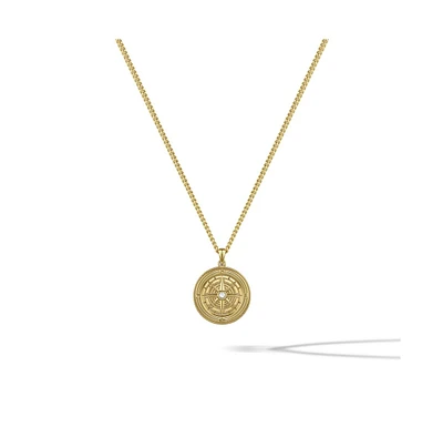 Vincero Men's Compass Pendant Necklace – Onyx in Rhodium-Plated Sterling Silver