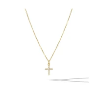 Vincero Women's Pave Cross Necklace – Sapphire Pendant in 14K Gold, 17.5"