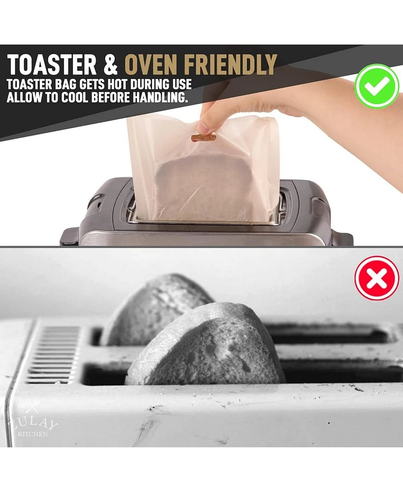 6 Pack Reusable Toaster Bags For Grilled Cheese Sandwiches