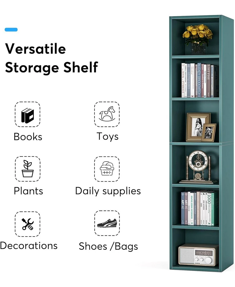 Tribesigns 70.9 Inch Tall Narrow Bookcase Set of 2, Rustic Corner Bookcase with Storage