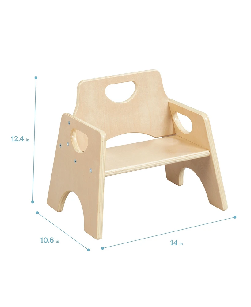 ECR4Kids Stackable Wooden Toddler Chair, 6in, Natural, 2-Pack