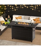 52'' Outdoor Gas Fire Pit Table Patio Propane Firepit with Cover 50,000 Btu