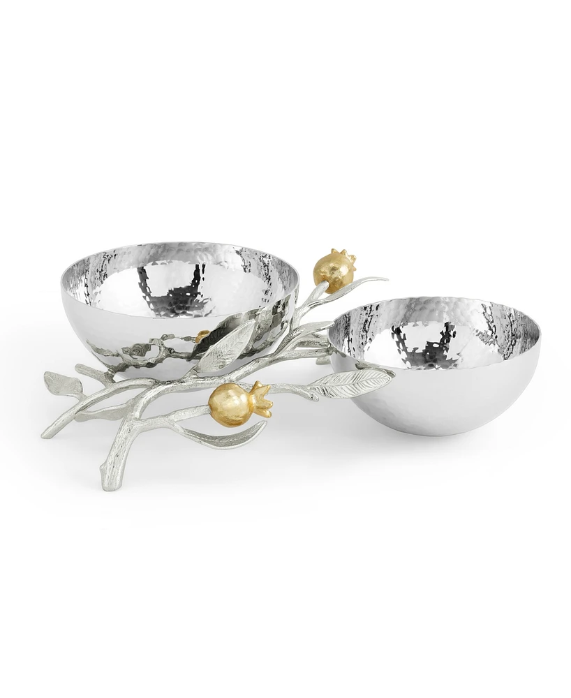 Michael Aram Pomegranate Silver and Gold Double Bowl