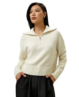 Relaxed Fit Wool-Cashmere Blend Sweater for Women