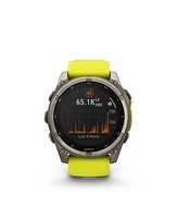 Garmin fenix 8 51mm, Saphire Solar, Outdoor & Fitness Gps Smartwatch, Bare Graphite Titanium, Amp Yellow/Graphite Band, Na