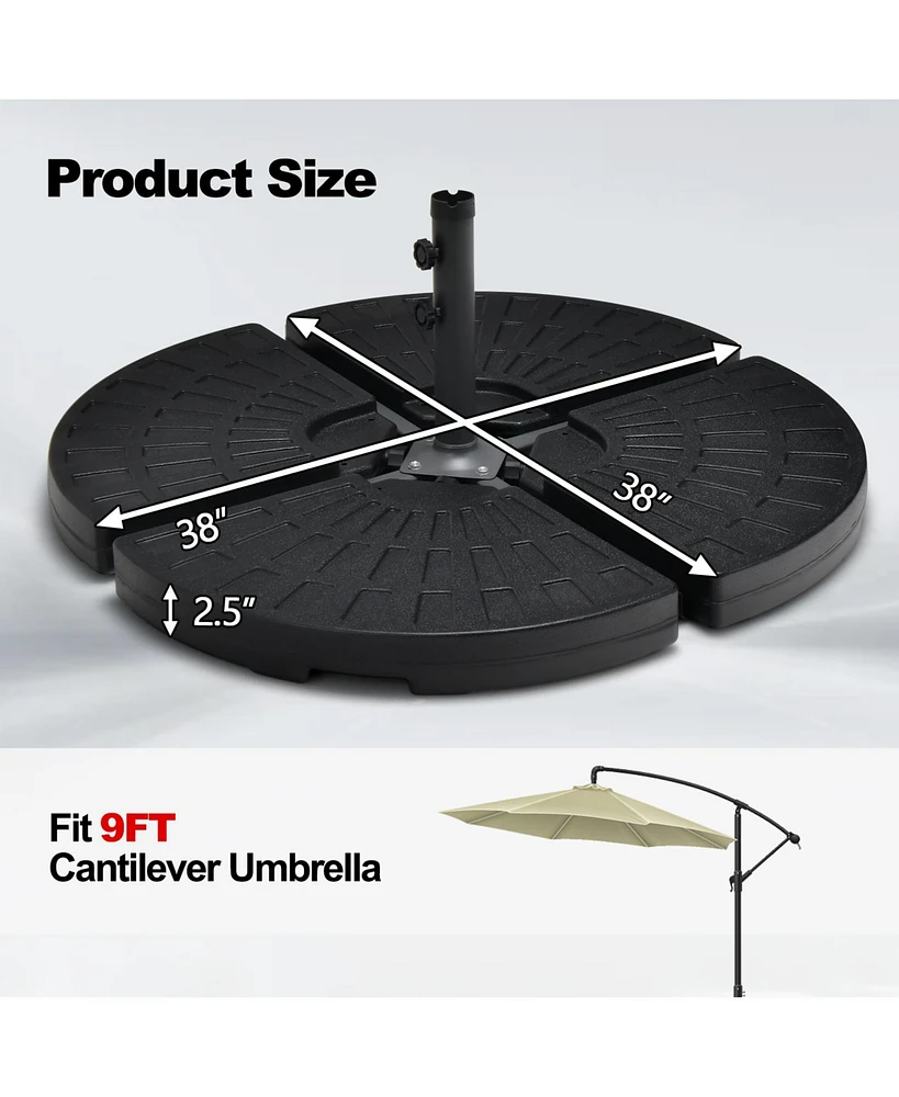Sugift 4 Pieces Outdoor Cantilever Offset Patio Umbrella Base