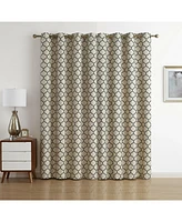 Kate Aurora Chic Living 100% Max Blackout Trellis Clover Thermal Curtains - 52 in. W x 63 L, White