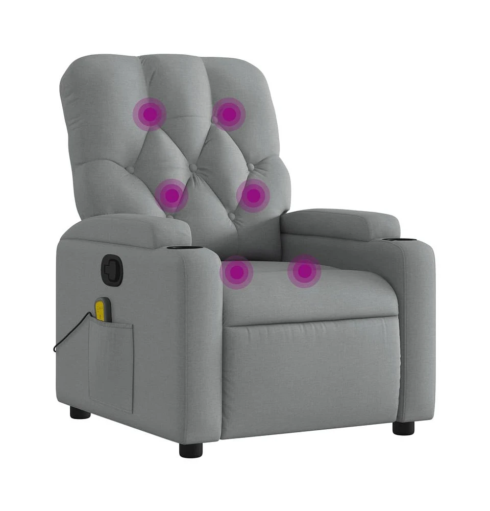 vidaXL Massage Recliner Chair Light Gray Fabric