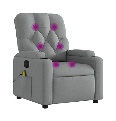 vidaXL Massage Recliner Chair Light Gray Fabric