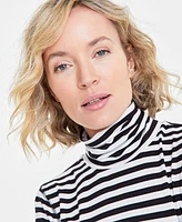 On 34th Women's Every Day Stripe Jersey Turtleneck, Created for Macy's