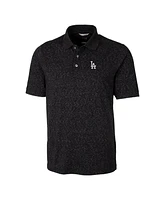 Cutter & Buck Men's Heathered Black Los Angeles Dodgers Advantage Space Dye Tri-Blend Polo