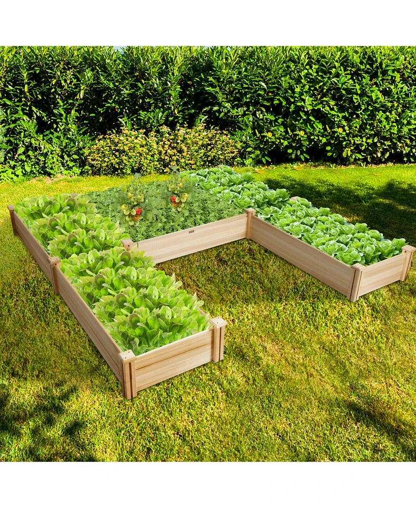 U-Shaped Wooden Garden Raised Bed for Backyard and Patio