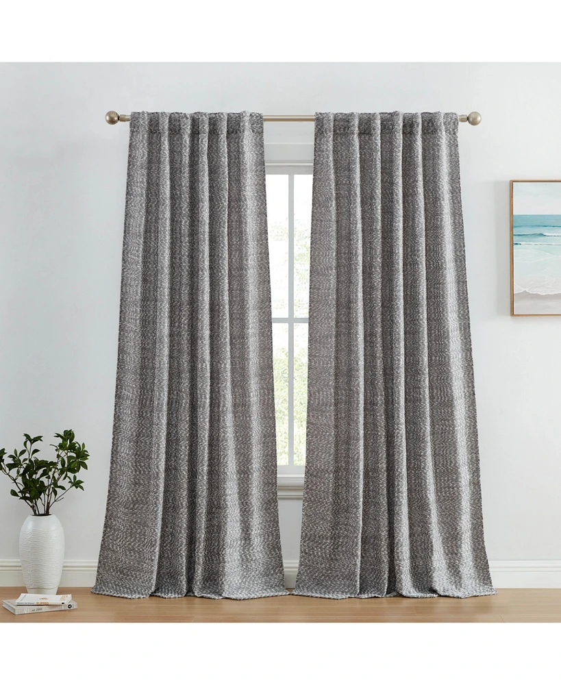 Hlc.me Easton Jacquard Slub Texture - Privacy Curtains with Back Tab Rod Pocket Lightweight Window Curtains Panels