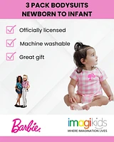 Barbie Baby Girls 3 Pack Bodysuits